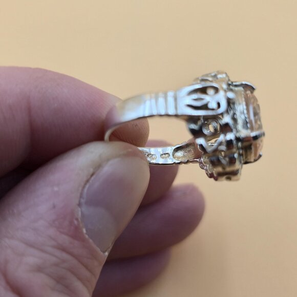 Size 7 Sterling Silver Cubic Zirconia And Marcasite Gems Ring A4601 - Picture 6 of 9